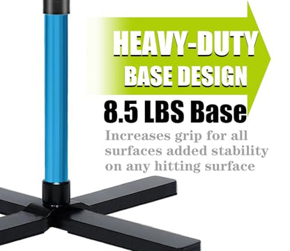 TARUMG Portable Batting Tee for Baseball/Softball, Height Adjustment from 25-47 inches, Heavy Duty Baseball Tee with Detachable Rubber Top, Easy Assembly Hitting Tee for Kids/Youth/Adults - style: Plus&Blue 25“- 47”
