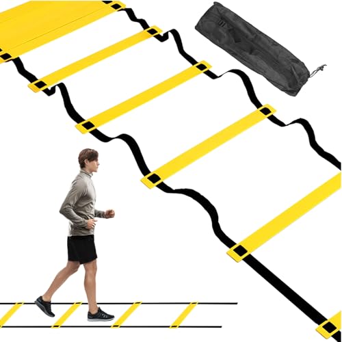 Agility Ladder Training Kit – Workout Equipment, Fitness Tool | Speed Coordination Ladder, Balance Control Rope, Adjustable Field Exercise Accessory, Outdoor Conditioning System for Teens Men Women