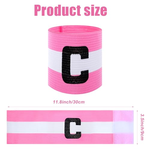 Xindojuz Captain Armbands for Soccer, Unisex Soccer Captain'C' Armband Youth & Adults, Adjustable Basketball Football Player Arm Bands Elastic Captain Arm Band Team Sports Accessories (Pink White)
