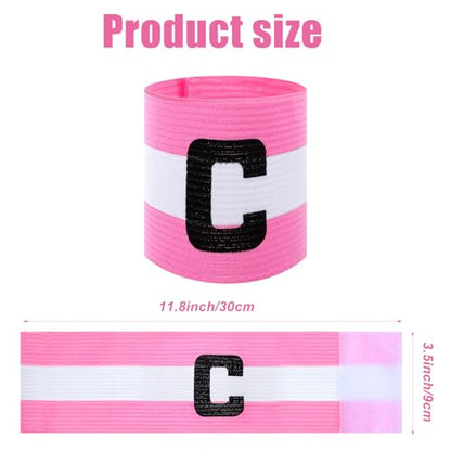 Xindojuz Captain Armbands for Soccer, Unisex Soccer Captain'C' Armband Youth & Adults, Adjustable Basketball Football Player Arm Bands Elastic Captain Arm Band Team Sports Accessories (Pink White)