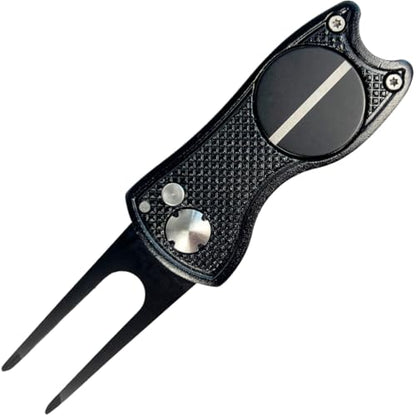 Against The Grain 5-in-1 Black Metal Golf Divot Tool with Magnetic Ball Marker, Includes Divot Repair Tool & Ball Marker - style: 1 Pack