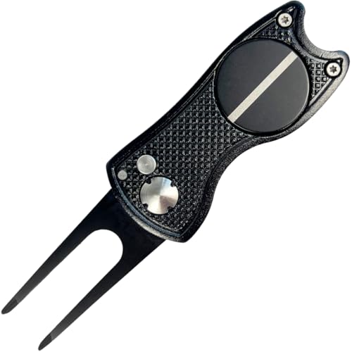 Against The Grain 5-in-1 Black Metal Golf Divot Tool with Magnetic Ball Marker, Includes Divot Repair Tool & Ball Marker - style: 1 Pack