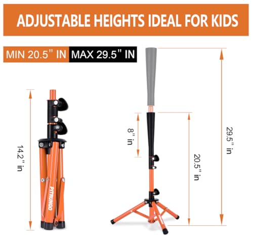 Baseball Softball Tee for Kids Toddles Youth Batting Hitting Tee T Ball Set Stand for Baseball Trainer Easy Adjustable Height 20.5''-29.5''Portable w/Carry Bag for Indoor Outdoor
