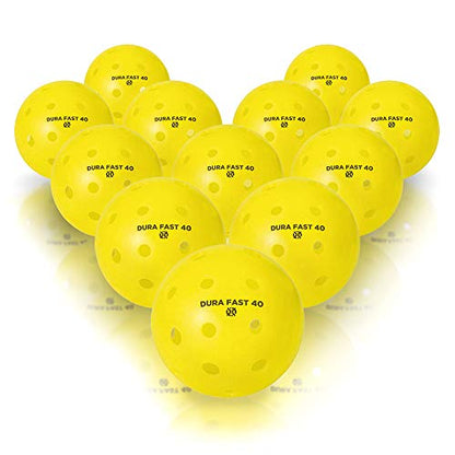 Dura Fast 40 Pickleballs | Outdoor Pickleball Balls Neon or Yellow USAPA Approved and Sanctioned for Tournament Play, Professional Perfomance� (Yellow, 12 Pack)�