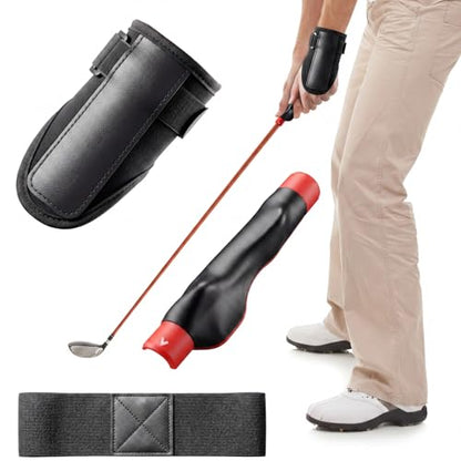 Hoteam 3-in-1 Golf Training Aid Set, Golf Wrist Strap, Swing Arm Band Correction & Grip Trainer, Swing Training Equipment, Improve Muscle Memory and Posture for Beginner Golfer Practice Tool