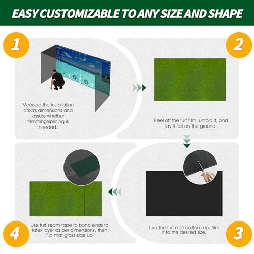 Golf Simulator Turf Mat, 15 mm 8/10/12ft Golf Mat for Indoor Home Setups, Golf Putting Mats Practice Outdoor Training Golf Hitting Mat for Putting Practice Football Sports Gym Backyard
