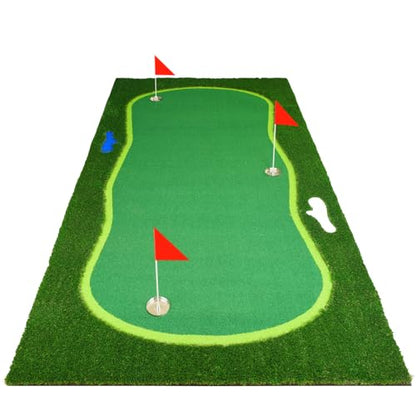 Golf Putting Green, Large Professional Golf Training Mat, Realistic Artificial Grass Turf,Golf Turf Mat with 3 Flags, Golf Game Kids, Putting Practice Green Mat for Indoor Outdoor - size: 5X10ft