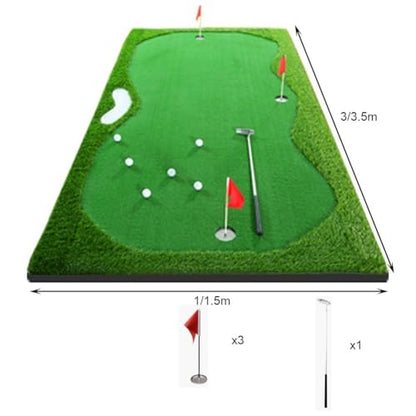 Golf Putting Green Mat, Golf Training Professional Training Aid, Large Artificial Grass Turf Green with Putter for Indoor Outdoor(1.5x3m) - size: 1.5x3m