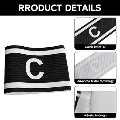Unisex Captain Armband for Soccer Training, Adults & Youths Classic Captain ‘C' Arm Band Adjustable Elastic Captain Armbands Team Sports Accessories - color: Black