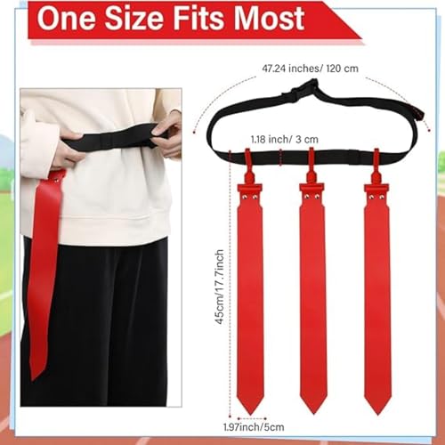 Junkin 6/8/10 Players Flag Football Sets Adjustable Football Belts and Flags for Youths Teens Kids Adults Players Sports Team - color: Black,red