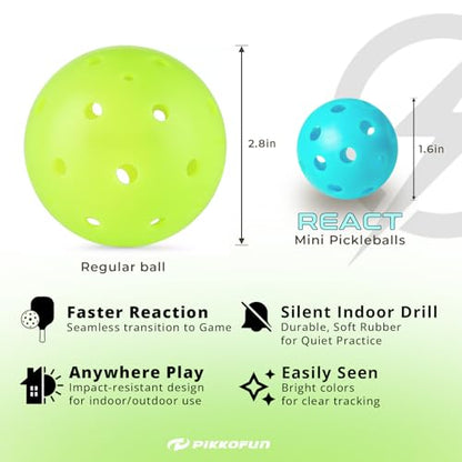 PIKKOFUN React Mini Pickleball Balls - 5 Pack Quiet Training Balls for Improve Hand Speed, Paddle Control and Accuracy - color: Blue