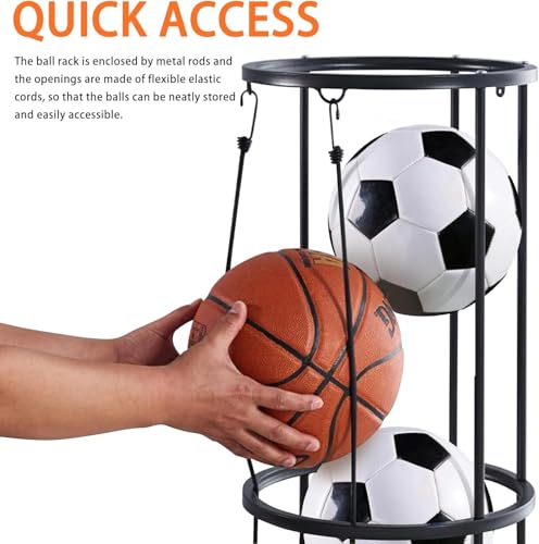 Garage Ball Storage Rack, Wall-Mounted Basketball Holder, Vertical Ball Rack for Soccer Volleyball Football Basketball, Space-Saving Sports Ball Storage Organizer for Garage & Home - size: 2 layer with Wheels