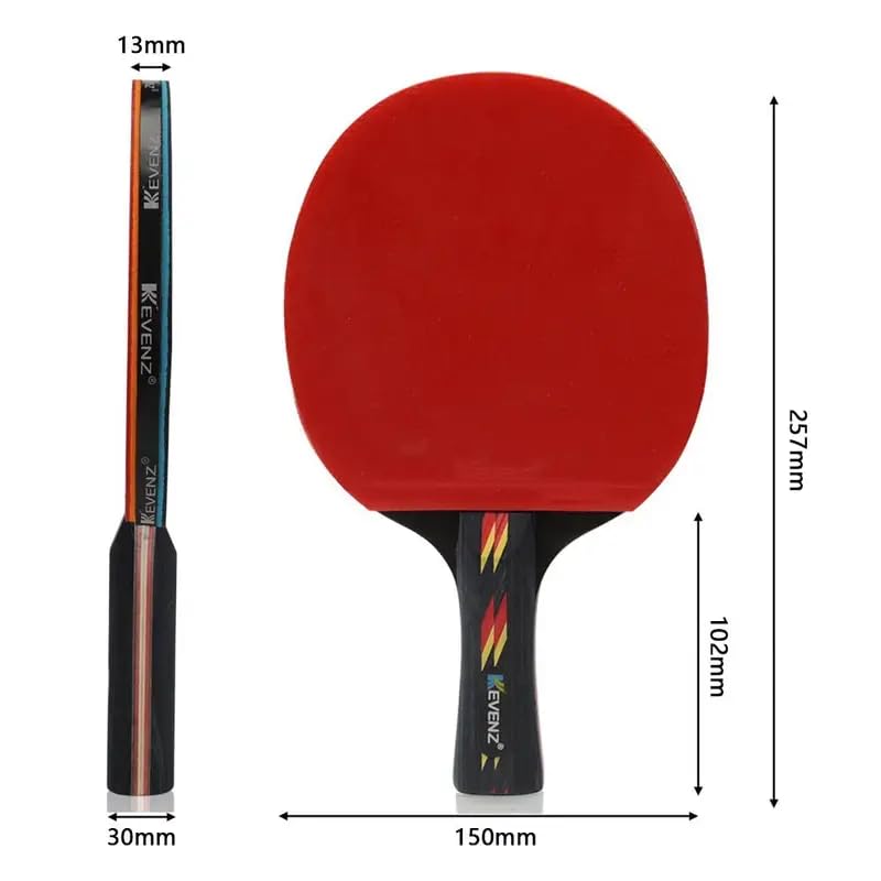 KEVENZ 2-Pack Patent Advanced Table Tennis Racket Come with Anti-Skid Handle, Wooden Blade Surrounded by Rubber