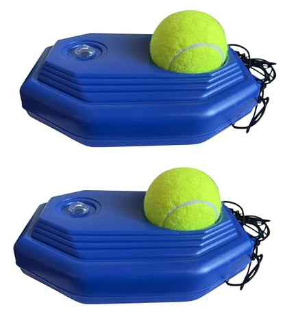 2 Pack of Pro Solo Impact Tennis Trainer Rebounder Round Rectangular Ball with Practice Elastic Strings Rope for self- Practice Beginners
