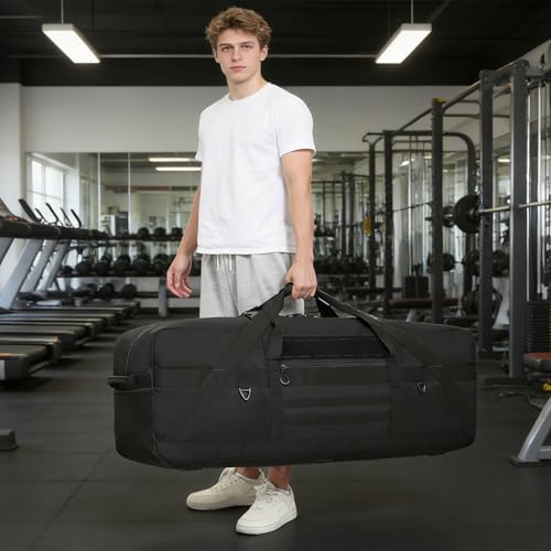 125L Extra Large Duffle Bag - Heavy Duty Duffle Bag with Multiple Pockets, Perfect as Camping Bag Travel Storage Tent Storage Sports Equipment Bag for Coaches & More, Black
