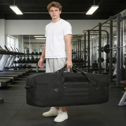 125L Extra Large Duffle Bag - Heavy Duty Duffle Bag with Multiple Pockets, Perfect as Camping Bag Travel Storage Tent Storage Sports Equipment Bag for Coaches & More, Black