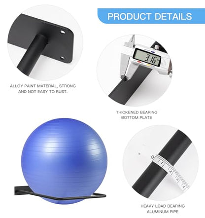 Stability Ball Storage Rack,Holder Wall Mount, Exercise Racks for Home and Yoga Studios or Commercial Gyms,Acts as a Storage (1 Black)