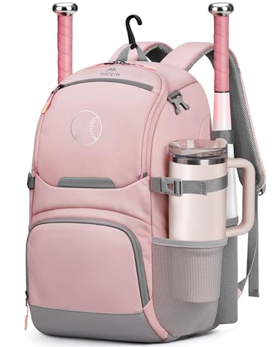 MATEIN PRO Girls Softball Bag with Helmet Net, Lightweight Softball Backpack with Ventilated Shoe Compartment & Organizer Pocket, Youth Baseball Bag with Side Pockets for 40oz Tumbler & TBall Bats