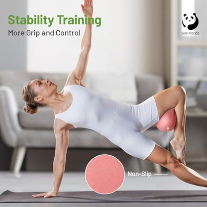 Slim Panda 9 Inch Pilates Ball - Anti-Burst Mini Yoga Ball with Needle Valve Pump - Small Exercise Core Ball for Barre, Stability & Physical Therapy