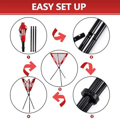Baseball Softball Ball Caddy Portable Batting Practice Baseball Bat Bags | Use During Training and Drills | Save Your Back No More Bending | Holds up to 60 Baseballs | Instant Setup