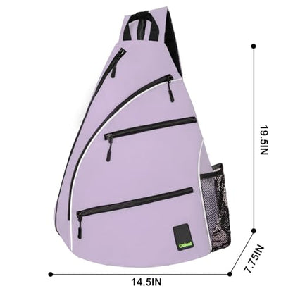 Goloni Pickleball Bag for Women Men, Convertible Pickleball Backpack Sling Bag with Fence Hook, Waterproof Polyester Paddle Bag with Multiple Compartments - color: Light Purple