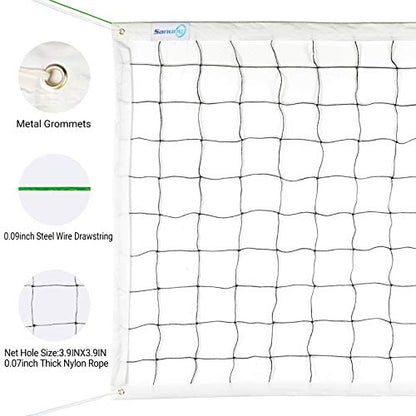 Sanung Volleyball Net with Steel Wire for Indoor and Outdoor Gardens Campus Backyard Swimming Pool Park Beach Portable Game Standard Size (32 FT x 3FT) Poles Not Included
