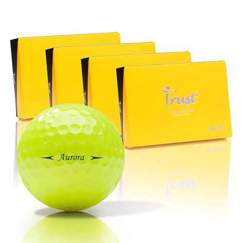 Trust Golf Balls - Aurora & Rosa Crystal Urethane Series | Eye-Catching & Easy to Spot | Maximum Distance, Soft Feel, Straight Flight, & Greenside Control | Blue, Orange, Pink, Yellow | 12 or 48 Balls - color: Aurora-Yellow-4 Dozen-48 Balls