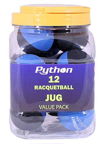 Python RG Multi Colored Racquetballs (Value Pack - 12 Ball Jug/Endorsed by Racquetball Legend Ruben Gonzalez!) - color: Black/Blue