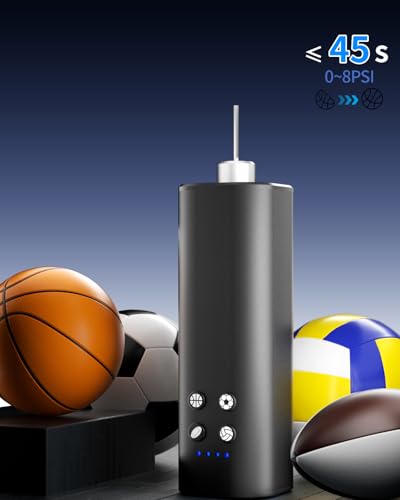 Ball Pump Electric Cordless Basketball Pump Kit - Portable Air Pump for Sports Balls, Football Volleyball Rugby Ball Inflator - Compact Car Tire Pump with Rechargeable Battery & Fast Inflation