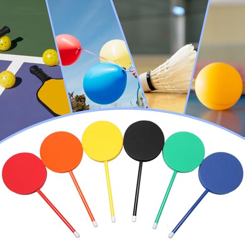 Silipull 6 Pcs Foam Paddles Paddleball Racket Set Equipment for Kids Elementary School Racquetball Badminton Paddles Backyard Beach Park Activities Agility Training 6 Colors,12"