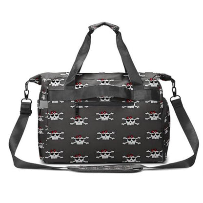 Brown Leopard Print Sports Duffle Bag - Large Gym Bag with Ventilated Shoe Compartment & Front Racket Sleeve, Waterproof Lightweight for Women Men Tennis Pickleball Travel - color: Skull Gray