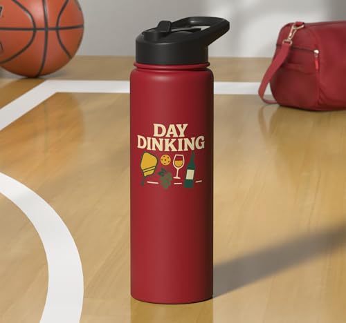 Funny Pickleball Pun Paddle Day Dinking Stainless Steel Insulated Water Bottle - color: Red