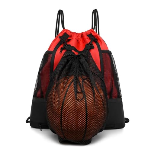 STAY GENT Drawstring Basketball Backpack for Boys, Foldable Soccer Backpack Gym Bag Sackpack Sports Sack with Detachable Ball Mesh Bag for Volleyball Baseball Yoga
