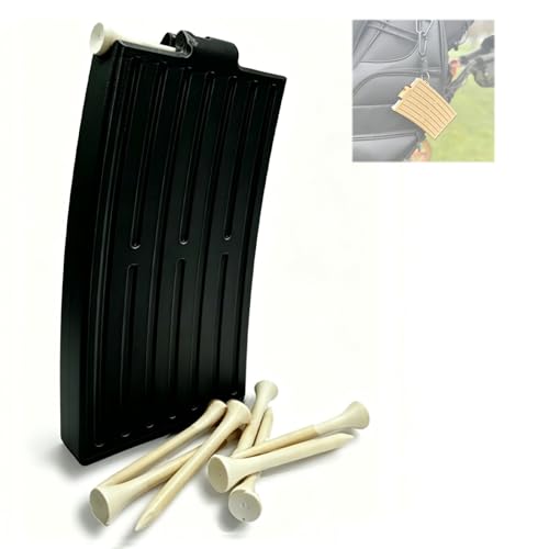 for Automatic Golf Tee Holder Three Color Automatic Golf Tee Magazine Dispenser with 18 Tee Slots Golf Tee Holder for Bag Tee Box Golf Accessories Gift - color: Black, size: 3.25"