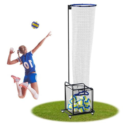 Volleyball Setter Trainer Net Adjustable Height and Angle Home Volleyball Trainer Net with Wheels and Collection Bag Volleyball Training Equipment for Both Indoor and Outdoor Training