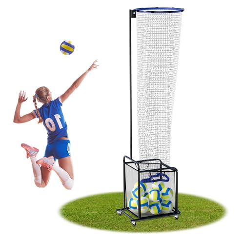 Volleyball Setter Trainer Net Adjustable Height and Angle Home Volleyball Trainer Net with Wheels and Collection Bag Volleyball Training Equipment for Both Indoor and Outdoor Training