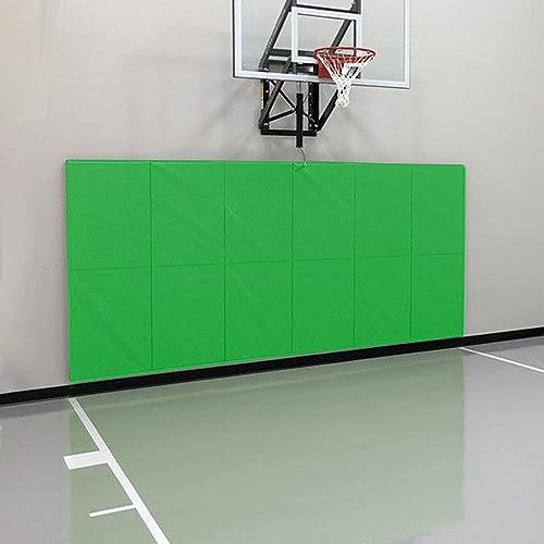 Gym Wall Paddings Basketball Court Wall Protection Pad - 2”Thick Foam Wall Mat Durable Protector for Wall-Mounted Basketball Hoops Garage Taekwondo（60" Lx20 W） - color: Light Green, size: 60" x 20" x 2", style: 1 Piece