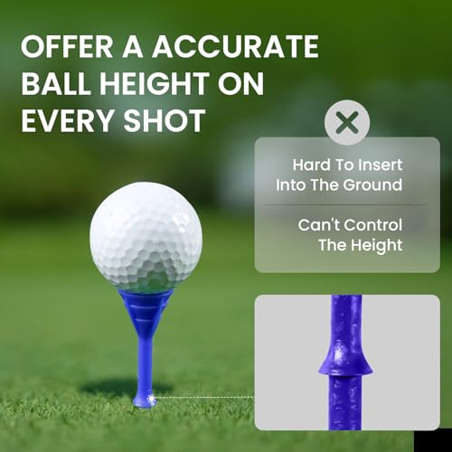 VEASAERS Golf Tees Plastic 3 1/4 inch Unbreakable 30 Pack with Pouch Bag, Durable Stable Available 83 mm Long Tee for Golfer Practice - color: Multicolor