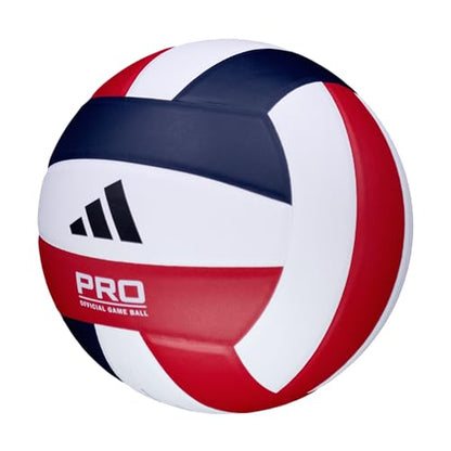adidas | PRO | Hand Picked Leather Indoor Game Volleyball | NFHS Certified | Official Size - color: Red/White/Navy