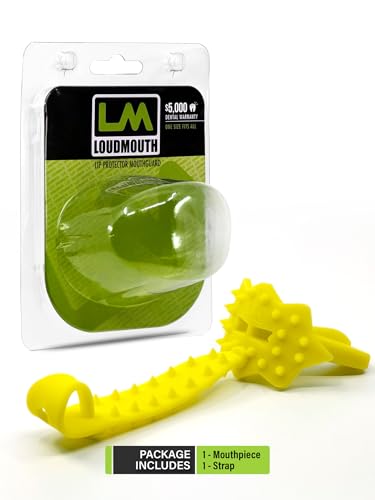 Loudmouth Football Mouth Guard - 3D SpikeSurge Football Mouthpiece with Strap, Fits Adult & Youth, Mouth Guard Football Accessories (Duck Fluorescent Yellow) - color: Duck Fluorescent Yellow