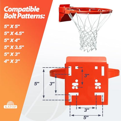 Katop Professional Basketball Rim, Heavy Duty 18 Inch Basketball Rim Replacement with Nylon Net Indoor and Outdoor, Standard Goal Reinforced Mounting Bracket Fit 5"x5",5"x4",5"x3",4"x3" Backboards - color: 2-springs basketball rim