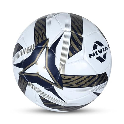 NIVIA Shining Star - 2022 Football/Rubberized Stitched Football/32 Panels/International Match Ball/Size - 5 (Black & White)