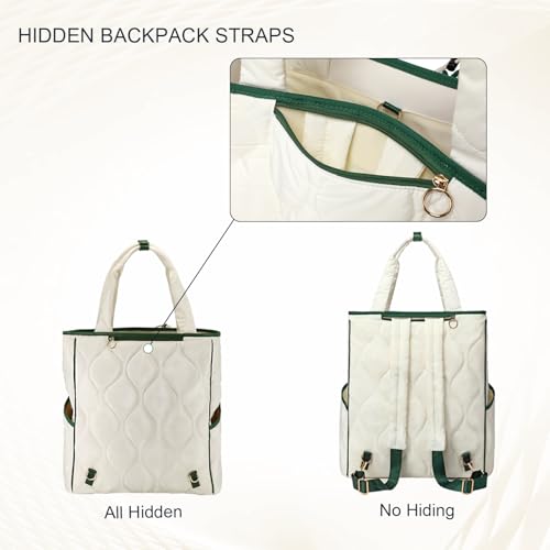 2-in-1 Tennis Tote Bag & Tennis Racket Backpack – Extra-Large Quilted Pickleball Racquet Bags, Water-Resistant & Lightweight for Men & Women - color: White