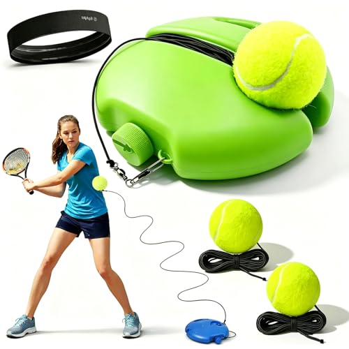 Solo Tennis Trainer Rebound Ball with String, 2026 New Portable Tennis Trainer Set for Self Practice, Tennis Training Equipment for Adults Kids Beginners with Elastic Balls - color: Green*1