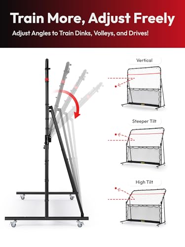 A11N SPORTS Pickleball Rebounder with Adjustable Angles & 360° Wheels – Practice Rebounder for Forehand, Backhand, Dinks, Volleys – Ideal for Indoor Garage or Outdoor Driveway