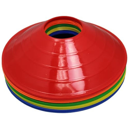 BlueDot Trading High Visibility Disc Cones for Sports, Agility Training, Soccer, Football, Field Cone Markers for Adults or Kids, Red, Quantity 12-Pack