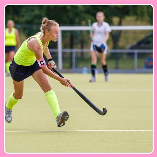 Xindojuz Captain Armbands for Soccer, Unisex Soccer Captain'C' Armband Youth & Adults, Adjustable Basketball Football Player Arm Bands Elastic Captain Arm Band Team Sports Accessories (Pink White)