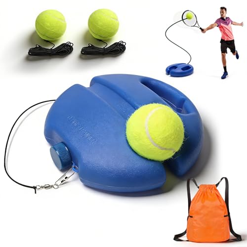 Solo Tennis Trainer, 2026 New Trainer Rebound Ball with Anti-Tangle String and Weighted Base, Portable Tennis Rebounder Kit, Multifunctional Self Training Tool Equipment Kit for Beginners - color: Blue