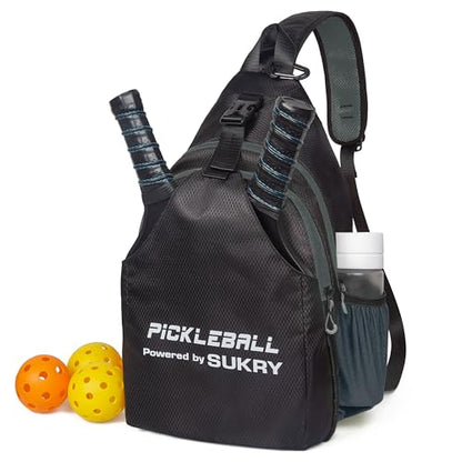 SUKRY Pickleball Bag Lightweight Sling Backpack for Men and Women with Multi-Pocket Crossbody Gym & Travel Backpack Pickle Ball Accessories - color: Grey