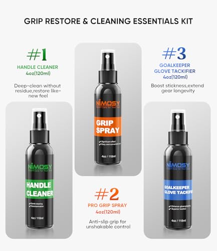 Pro Sport Grip Cleaner Kit - Golf Club & Pickleball Paddle Grip Care Set with Spray, Brush & Microfiber Towel - Restores Grip for Baseball, Tennis, Soccer Goalie Gloves - Perfect Sports Gift
